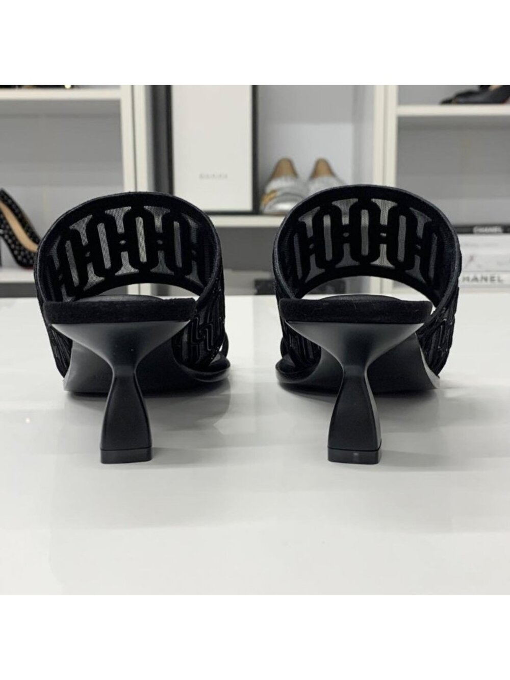 ★SOLD★ Hermes Gioia Suede Mesh Sandals Black - Picture 6 of 11